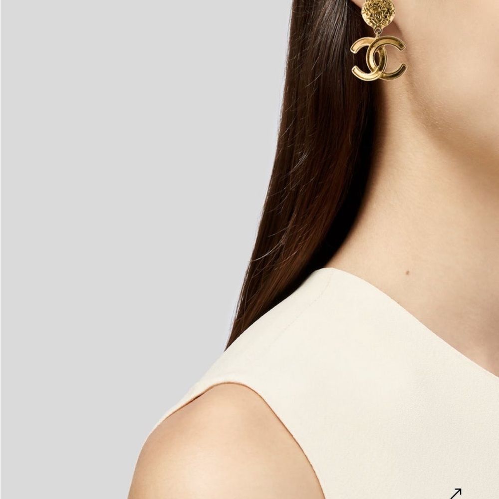 CHANEL Gold Iconic CC Stud Earrings